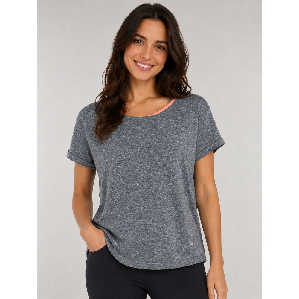 Forever 21 Active Womens Grey Heathered Open Tulip Back T-Shirt Size M